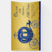 Royal Blue Gold Prince Carriage Baby shower Spandoek (Verticaal)
