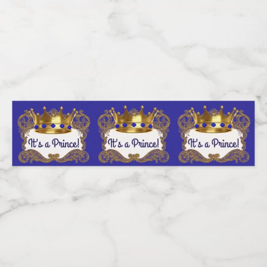 Royal Blue Gold Prince Couronne Étiquettes bouteil (Étiquettes simples)