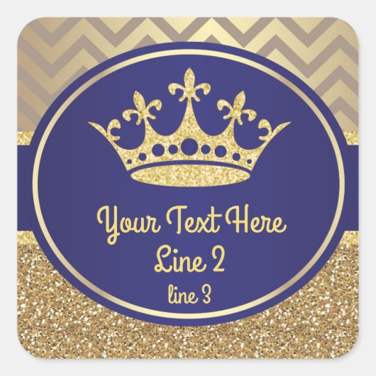 Royal Blue Gold Prince King Label Sticker (Voorkant)
