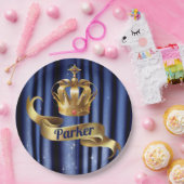 Royal Blue Gold Prince Verjaardag Papieren Bordje (Feest)