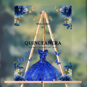 Royal Blue Gold Princess Quinceañera Bienvenue