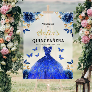 Royal Blue Gold Princess Quinceañera Bienvenue