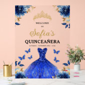 Royal Blue Gold Princess Quinceañera Welkom Acryl Bord (Huwelijk)