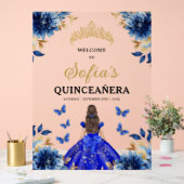 Royal Blue Gold Princess Quinceañera Welkom Acryl Bord (Huwelijk)