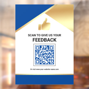 Royal Blue Gold QR-code Klantfeedback Beoordeling Raamsticker
