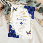 Royal Blue Gold Quinceañera vlinder geometrisch Kaart