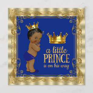 Royal Blue Gold Royal Prince Baby shower Kaart