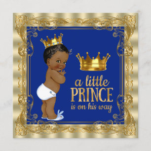 Royal Blue Gold Royal Prince Baby shower Kaart