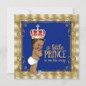 Royal Blue Gold Royal Prince Baby shower Kaart (Voorkant)