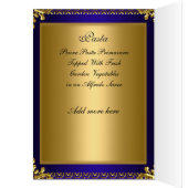 Royal Blue Gold Table Placement Kaart Menu (Binnen (Links))