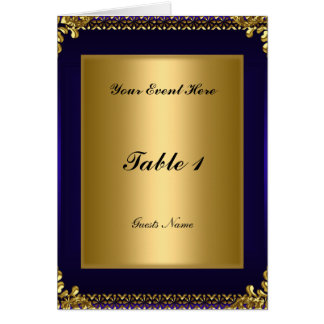 Royal Blue Gold Table Placement Kaart Menu