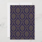 Royal Blue Gold Vourish Wedding Shower nodigt (Achterkant)