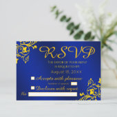 Royal Blue & Gold Wedding RSVP (Staand voorkant)