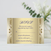 Royal Blue & Gold Wedding RSVP (Staand voorkant)