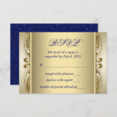 Royal Blue & Gold Wedding RSVP (Voorkant / Achterkant)