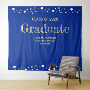 Royal Blue Goud afstudeerklas 2024 achtergrond Wandkleed