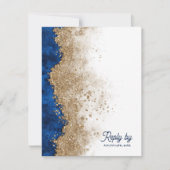 Royal Blue & Goud Huwelijks RSVP met QR Code Kaartje (Voorkant)