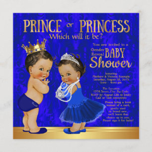Royal Blue Goud Prinses Prins Cadeau Geslacht Reve Kaart