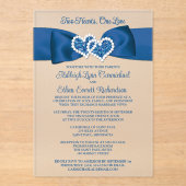 Royal Blue, Gray Love Hearts Wedding Invitation (Recto)