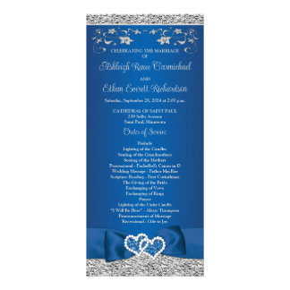 Royal Blue, Grey Love Hearts Programme de mariage