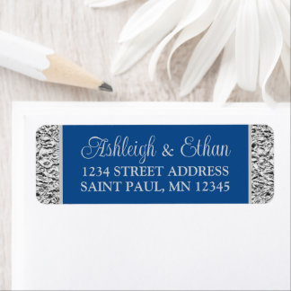 Royal Blue, Grey Mariage Étiquette de adresse