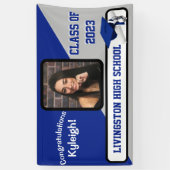 Royal Blue, Grey & White Afstuderen Spandoek (Verticaal)