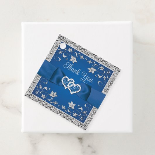Royal Blue, grijs liefdesharten bruiloft gunst Lab Bedankjes Labels (In situ)
