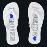 Royal Blue Heart Bride<br><div class="desc">Amusants, tongs de mariage personnalisés</div>