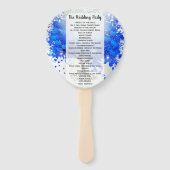 Royal Blue Heart Leaf Tree Wedding Programme Fan Handwaaier (Achterkant)