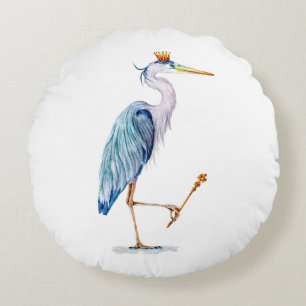Royal Blue Heron Rond Kussen