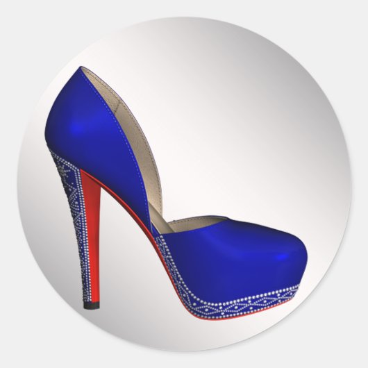 Royal Blue High Heel Shoe Stickers (Voorkant)