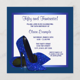 Royal Blue High Heels Vrouwen Verjaardagsfeest Kaart
