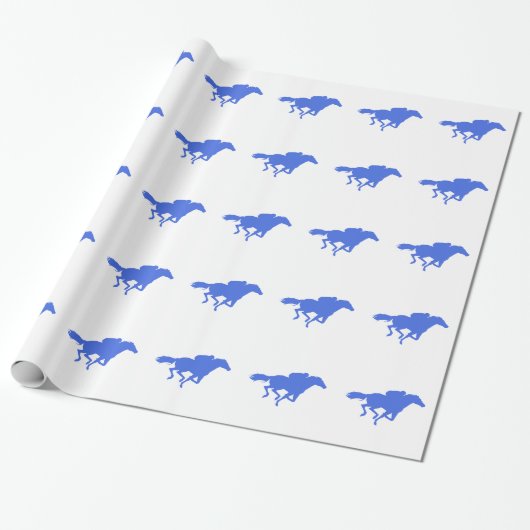 Royal Blue Horse Racing Cadeaupapier (Uitgerold)
