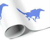 Royal Blue Horse Racing Cadeaupapier (Rol Hoek)