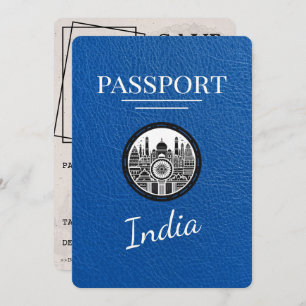 Royal Blue India Passport Bewaar de datum Save The Date