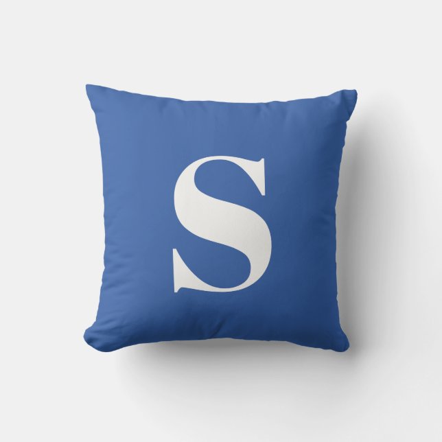 Royal Blue Initial Monogramme Coussin extérieur (Recto)