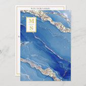 *~ Royal Blue Initialen Agate QR AR66 RSVP bruilof Kaart (Voorkant / Achterkant)