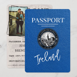Royal Blue Ireland Passport Bewaar de datum Save The Date