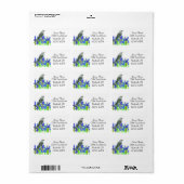 Royal Blue Iris Mockingbird Return Address Etiket (Full Sheet)