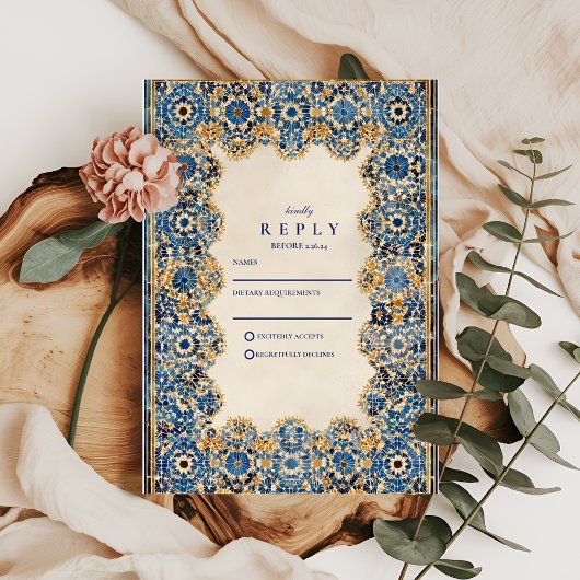 Royal Blue Islamic Wedding RSVP Kaartje