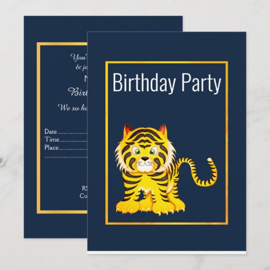 ROYAL BLUE JAUNE ANNIVERSAIRE INVITATION DU PARTI (Devant / Derrière)