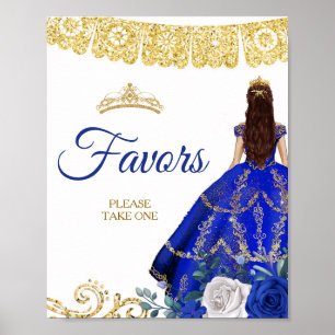 Royal Blue Jurken Bloemen Quinceañera Favorieten Poster