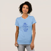 Royal Blue Keep Calm en Jouw tekst T-shirt (Voorkant volledig)