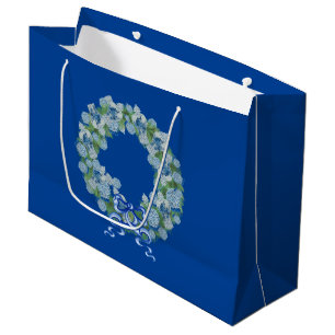 Royal Blue KerstChinoiserie Wreath Groot Cadeauzakje