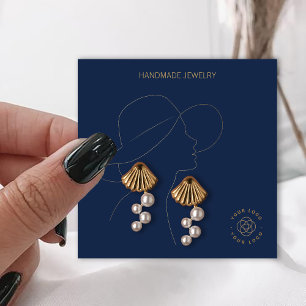Royal Blue Lady Jewerly Earring Display Vierkante Visitekaartje