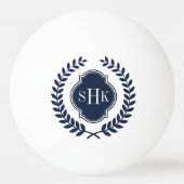 Royal-Blue Laurel Wreath Crest Custom Monogram Pingpongballen (Voorkant)