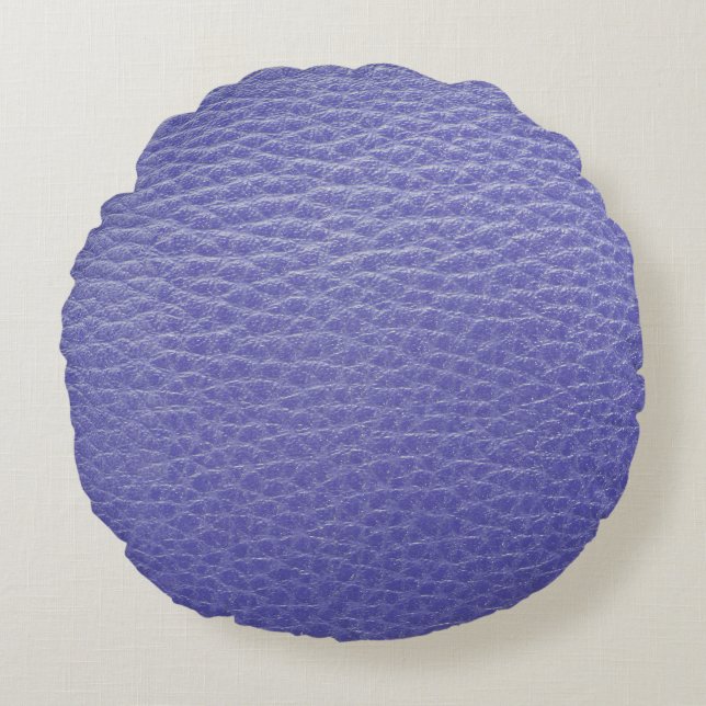 Royal Blue Leather Look Imprimer Coussin rond (Devant)