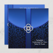 Royal Blue Leopard Party Uitnodiging (Voorkant / Achterkant)