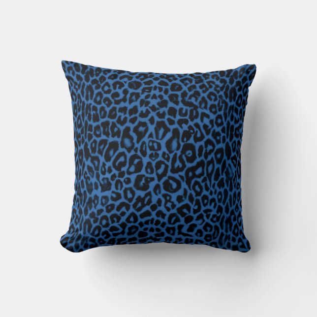 Royal Blue Leopard Print Kussen (Voorkant)