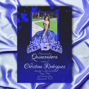 Royal Blue, lichtblauw Tiara Rhineston Quinceanera Kaart